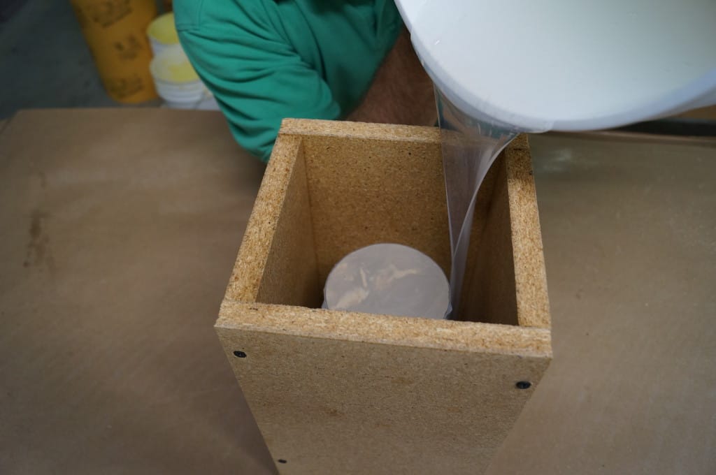 Pour Silicone Rubber into Mold Box