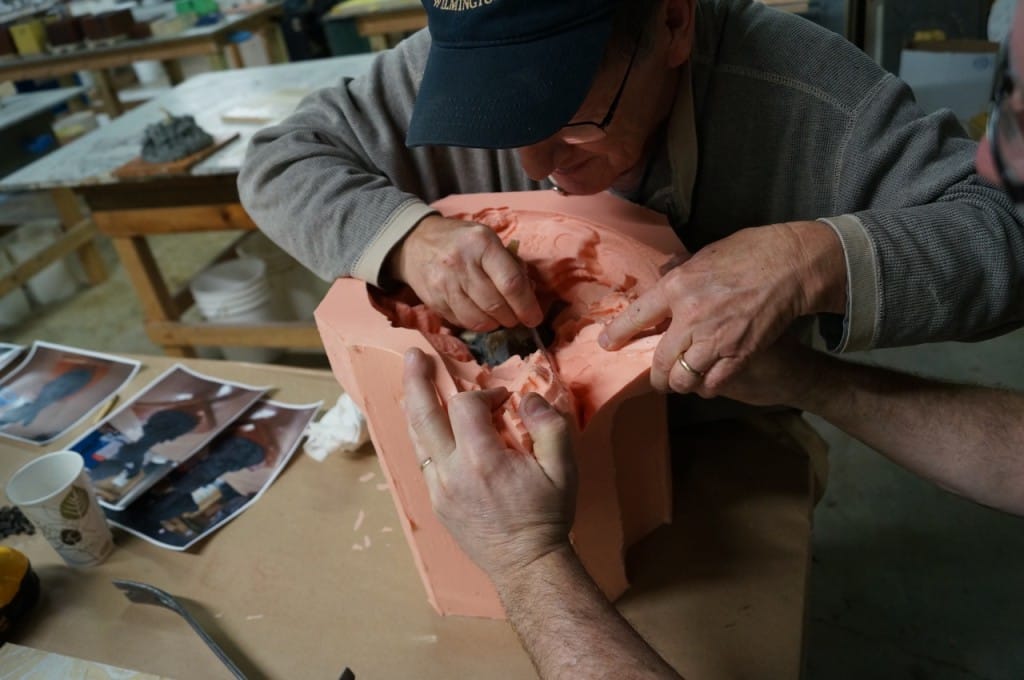 Cutting Silicone Mold with Scalpel