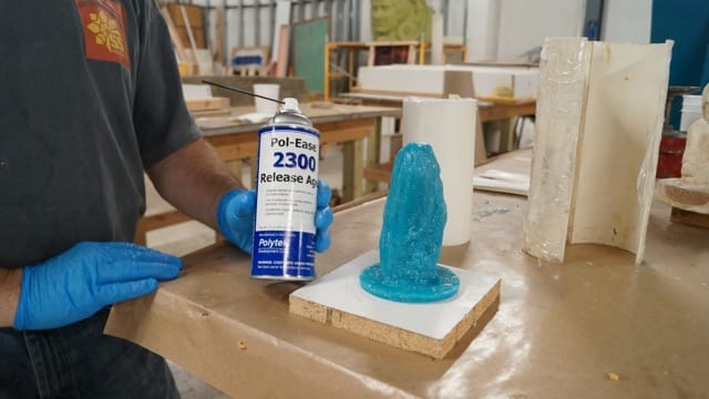 Spray Silicone Release onto Glove Mold