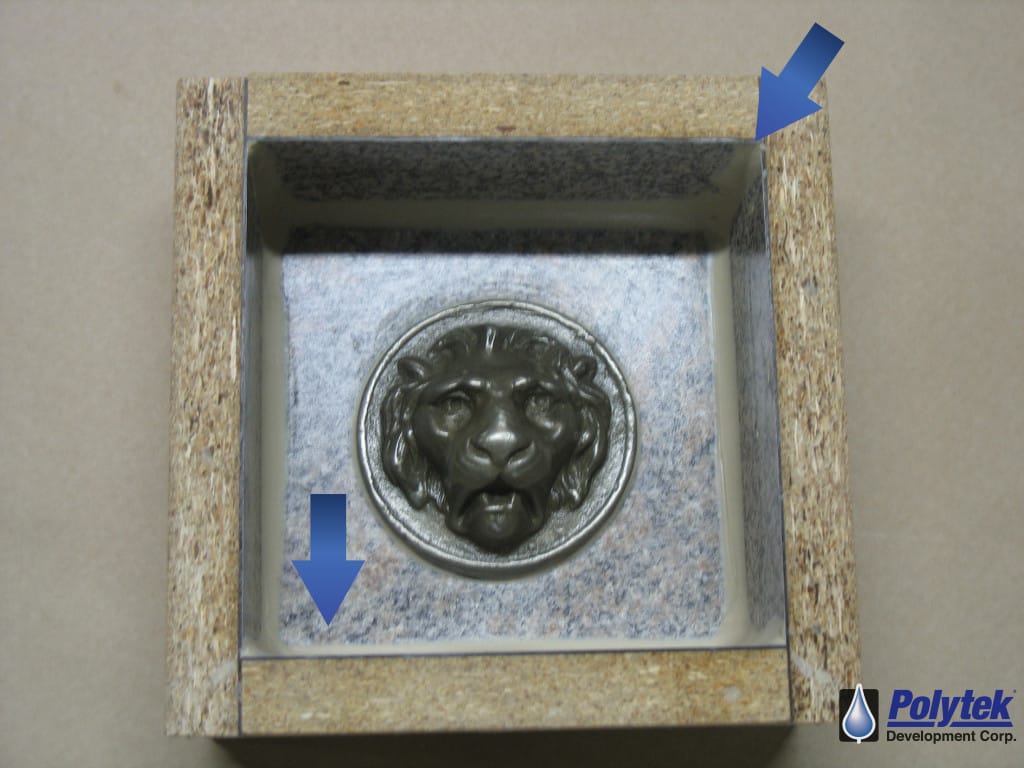 Seal edges of mold box with clay or hot melt glue